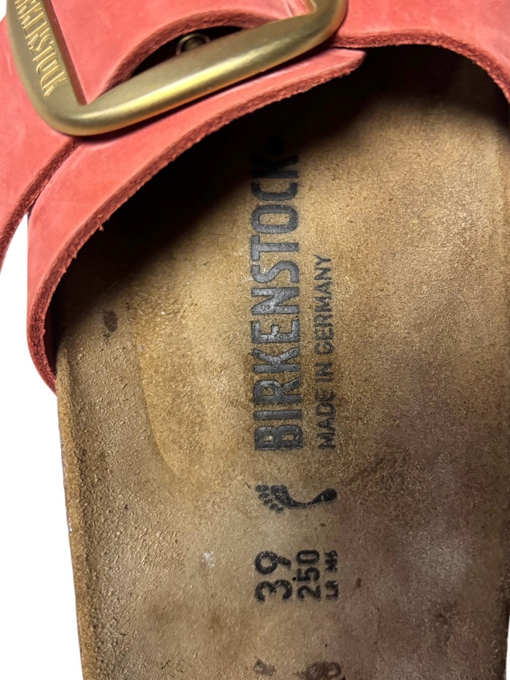Birkenstock Madrid Big Buckle Mars Red Nubuck Leather Size 39 EU or 8-8.5 US - Picture 10 of 10